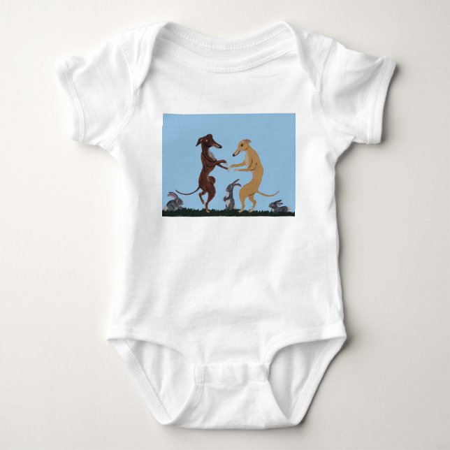 Dansande Greyhounds & Kanin Vänner Inbjudan T Shirt (Framsida)