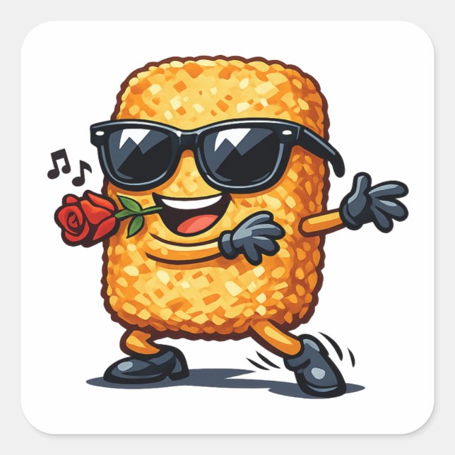 Dansande hashbrown fyrkantigt klistermärke (Framsida)