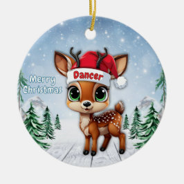Dansande hjortbaby, hjort, dovhjort, ren 🦌🎄 julgransprydnad keramik