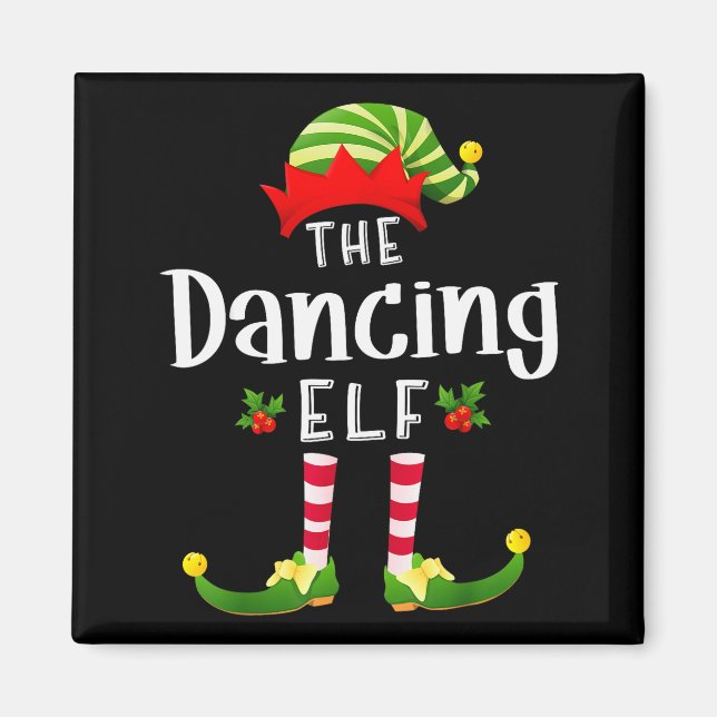 Dansande julalf julmatchande pyjamas X-mas-firande Magnet (Framsidan)