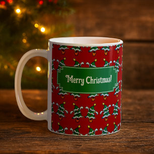 Dansande julgranar God Jul! Mönster Kaffemugg