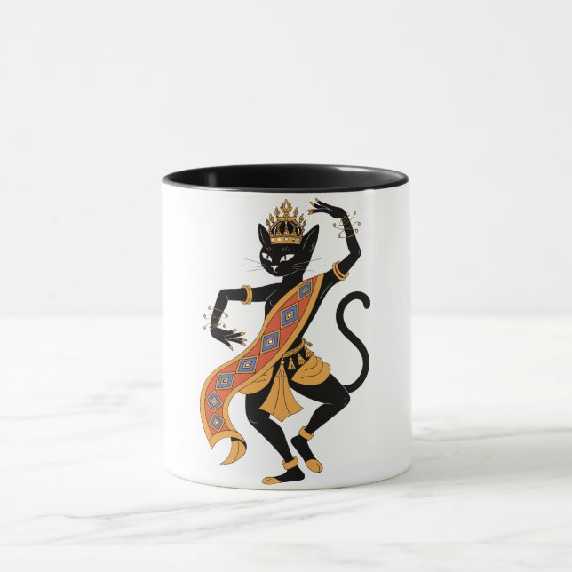 Dansande kattkung Grafisk tekopp kaffemugg (Center)