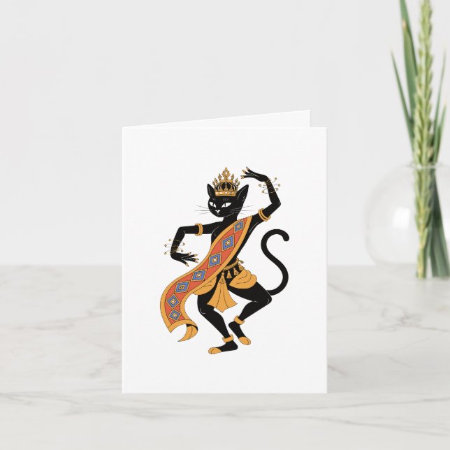 Dansande kattkung julkort kort (Framsida)