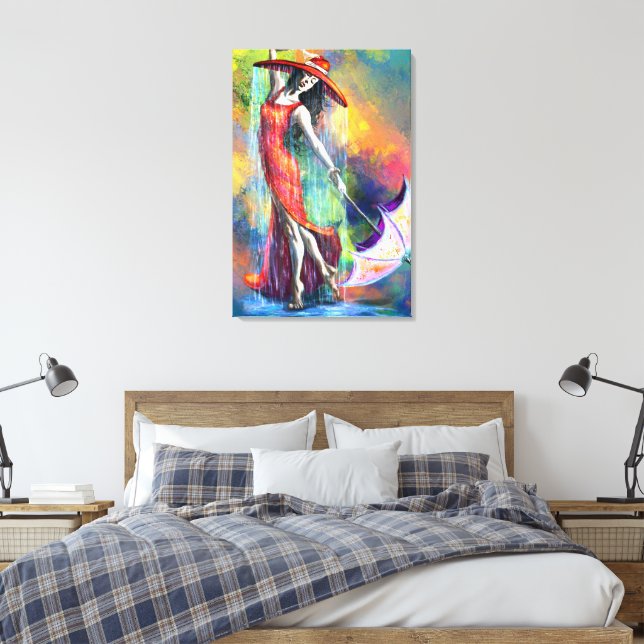 Dansande kvinna med paraply Canvastryck (Insitu (sovrum))