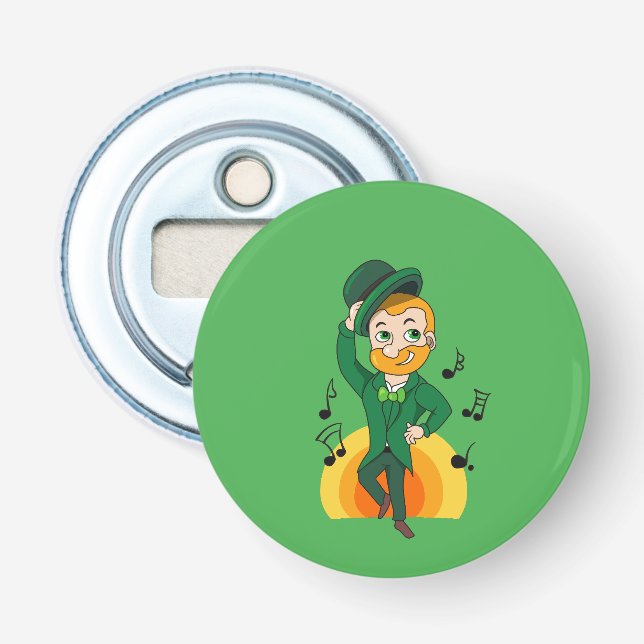 Dansande leprechaun, St. Patrick's Day tecknad fil Flasköppnare (Framsidan)