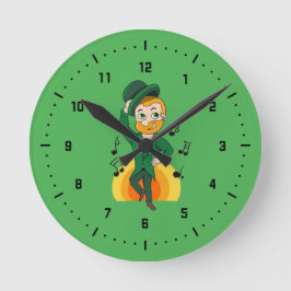 Dansande leprechaun, St. Patrick's Day tecknad fil Rund Klocka