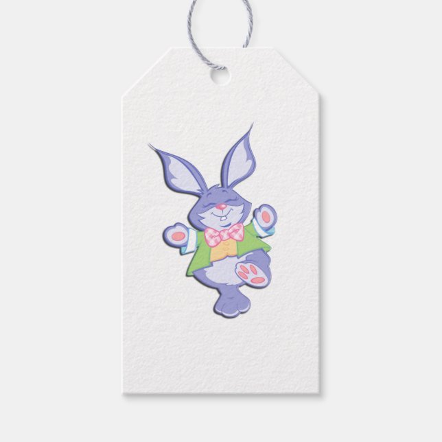 Dansande lila påskharen presentetikett (Framsidan)