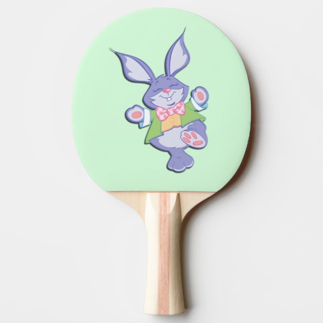 Dansande lila påskkel hare mint pingisracket (Baksidan)