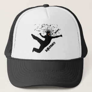 Dansande man, Black Silhouette Music Concept Desig Truckerkeps