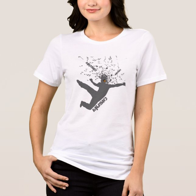 Dansande man, konceptdesign för grå siluettmusik t shirt (Framsida)