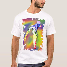 Dansande manlig figur i pridefärger t shirt