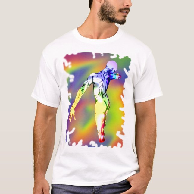 Dansande manlig figur i pridefärger t shirt (Framsida)