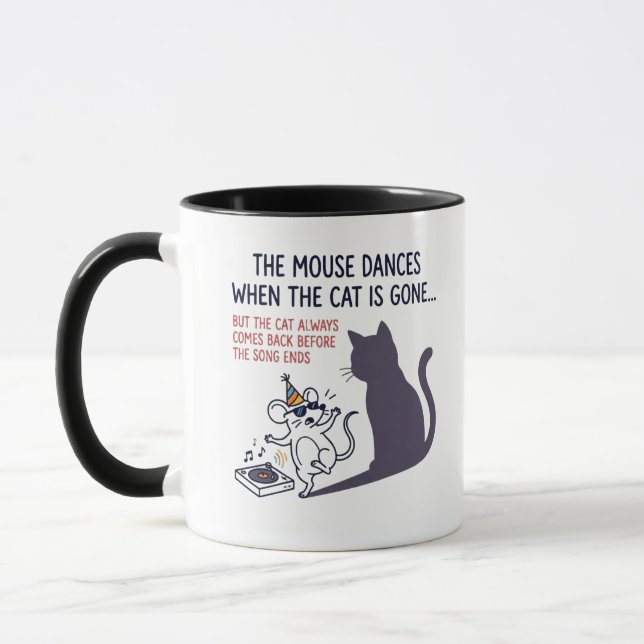 Dansande Mus & Skivspelare Illustration | Humor Mugg (Vänster)