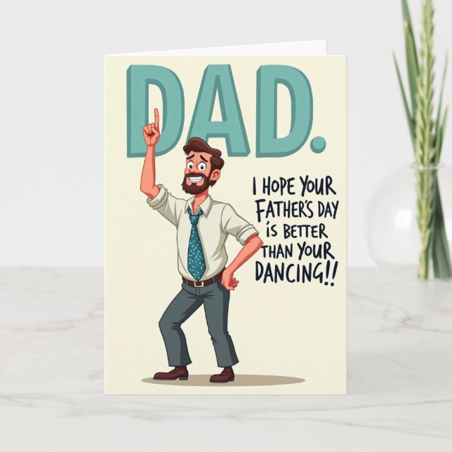 Dansande pappa fars dag-kort kort (Framsida)