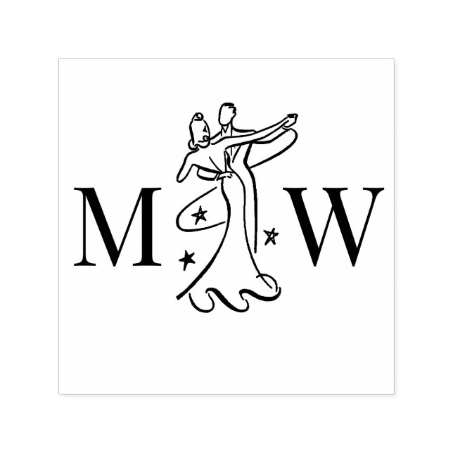 Dansande par #1 Bröllop 2 Initial monogram Självfärgande Stämpel (Design)