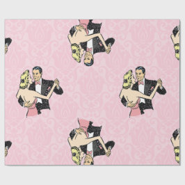 dansande par vintage rosa damm presentpapper