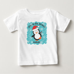 Dansande pingvin glädje snöflingor jul t shirt