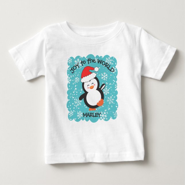 Dansande pingvin Glädje Snöflingor Jul T Shirt (Framsida)