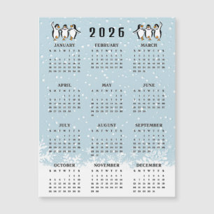 Dansande pingviner 2026 Kalender Magnetkort