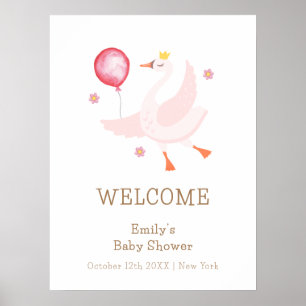 Dansande prinsessa svan ballong Baby Shower Välkom Poster