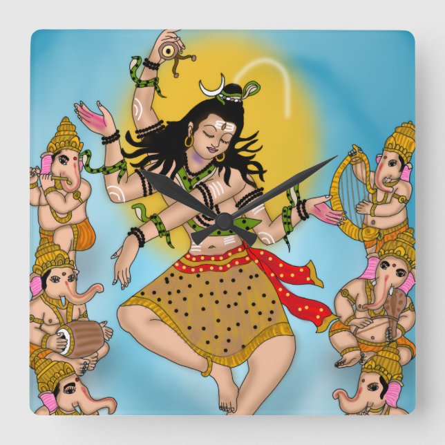 Dansande Shiva-klocka   Fyrkantig Klocka (Framsida)
