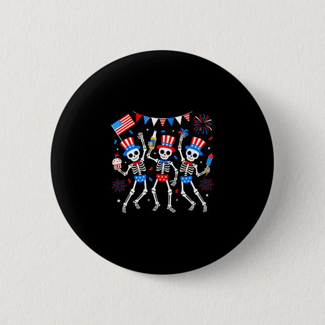 Dansande skelett 4 juli merica usa amerikansk knapp (Framsida)