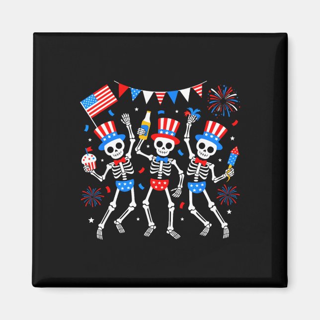 Dansande skelett 4 juli merica usa amerikansk magnet (Framsidan)