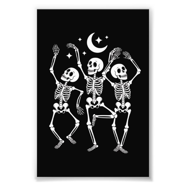 Dansande Skelett Gott Halloween Höst Skalle  Fototryck (Framsidan)