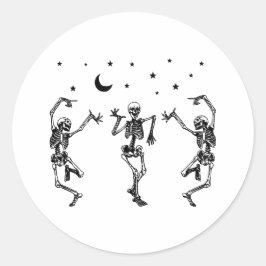 Dansande skelett Halloween-dekal Runt Klistermärke