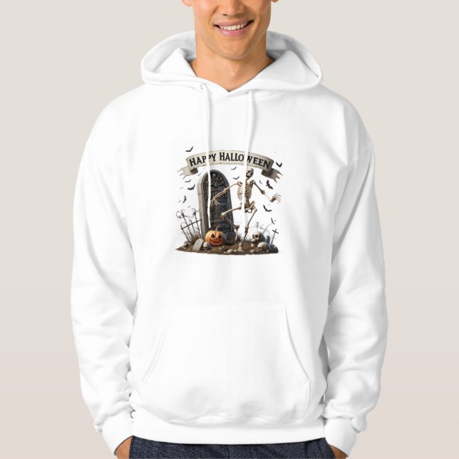 Dansande Skelett Halloween-design Hoodie (Framsida)