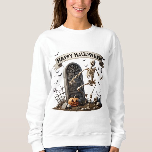 Dansande Skelett Halloween-design T Shirt (Framsida)