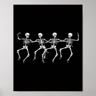 Dansande skelett Halloween-fest Skelett Roligt Poster