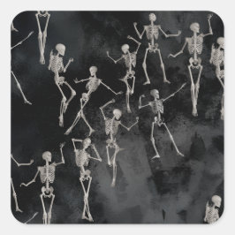 Dansande skelett Halloween Fyrkantigt Klistermärke