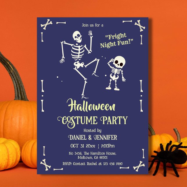 Dansande skelett Halloween-kostymparty skräck Inbjudningar (Skapare uppladdad)