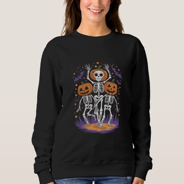 Dansande skelett Halloween-pumpa T Shirt (Framsida)