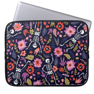 Dansande skelett i blommigt mönster laptop fodral