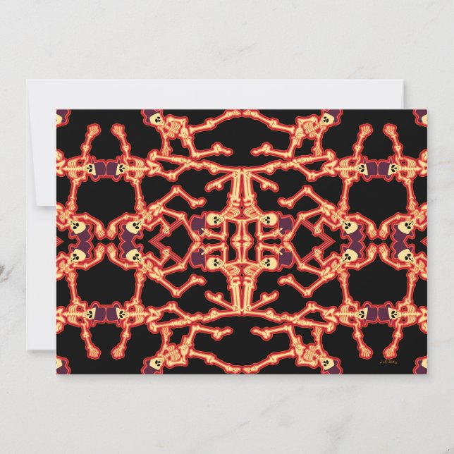 Dansande Skelett Kalas Inbjudan (Framsida)