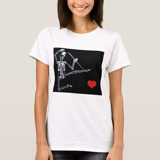 DANSANDE SKELETT MED TOPPHATT BELLA + KANVASLINNE T SHIRT (Framsida)