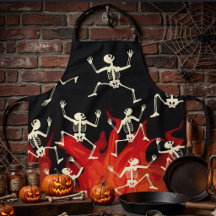 Dansande skelett på eldflammor för Halloween