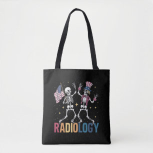 Dansande Skelett Radiologi Röntgen Tech Patriotisk Tygkasse