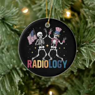 Dansande skelett radiologi röntgentekniker patriot julgransprydnad keramik