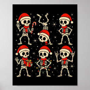 Dansande skelett Santa hatt jul skelett Rock On Poster
