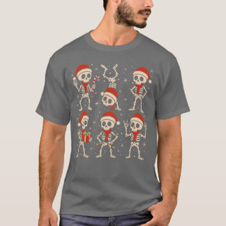 Dansande skelett Santa hatt jul skelett Rock On  T Shirt