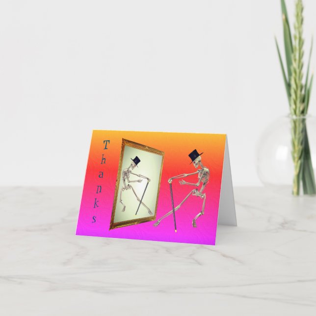 Dansande skelett Söt  Tack Kort (Framsida)