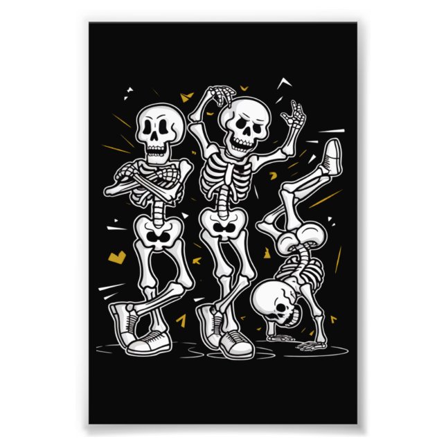 Dansande skelettdansutmaning Halloween  Fototryck (Framsidan)
