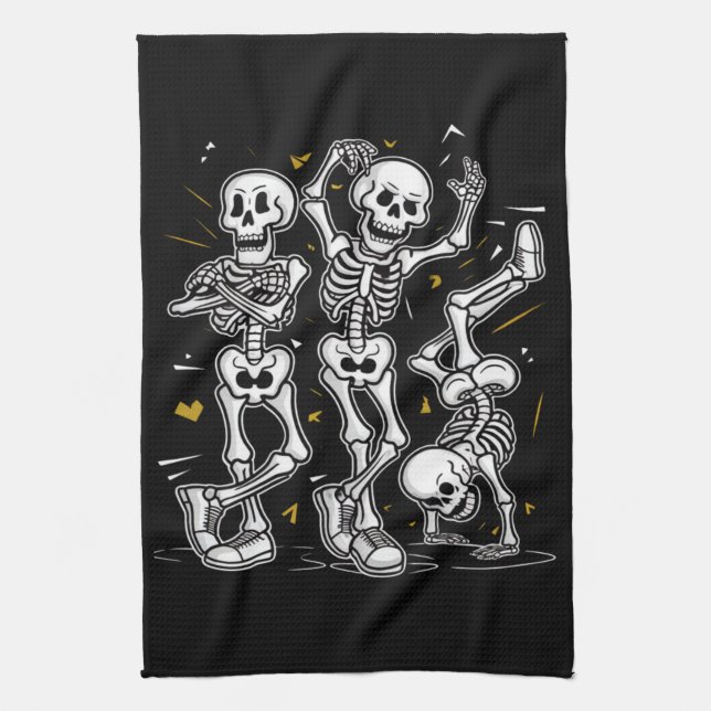 Dansande skelettdansutmaning Halloween  Kökshandduk (Vertikal)