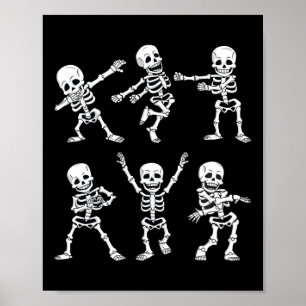 Dansande skelettdansutmaning pojkar flickor barn H Poster
