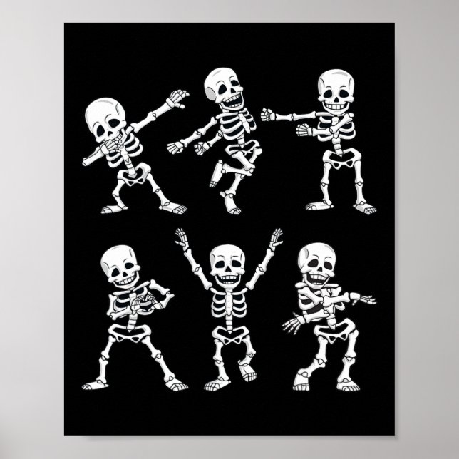 Dansande skelettdansutmaning pojkar flickor barn H Poster (Framsidan)