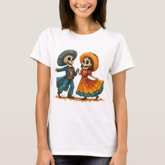 Dansande skelettpar – De dödas färgglada dag T Shirt