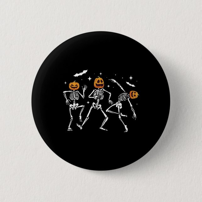 Dansande skelettpumpa Halloween  Knapp (Framsida)